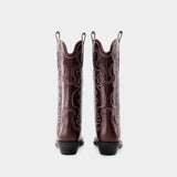 Bottes Mid Shaft - Ganni - Cuir - Bordeaux
