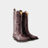 Bottes Mid Shaft - Ganni - Cuir - Bordeaux