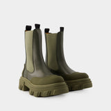 Bottes Mid Chelsea Tonal - Ganni - Cuir - Kaki