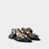 Ballerines Chunky Buckle Naplack - Ganni - Synthétique - Noir