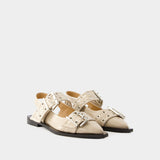 Ballerines Feminine Buckle Naplack - Ganni - Synthétique - Beige