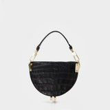 Sac Hobo Saddle - Chylak - Cuir Embossé Croco - Noir Glossy
