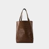 Sac Shopper - Chylak - Cuir - Marron Brillant Croco