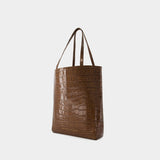 Sac Shopper - Chylak - Cuir - Marron Brillant Croco