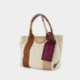 Tote Bag Leatizia Petit - See By Chloe - Coton/Cuir - Caramello