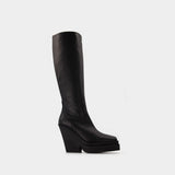 Bottes Texan en Cuir Noir