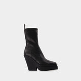 Bottines Texan en Cuir Synthétique Noir