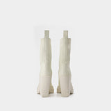 Bottines Texan en Cuir Synthétique Blanc