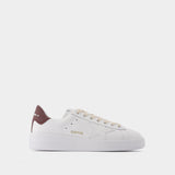 Baskets Pure Star en Cuir Blanc et Bordeaux