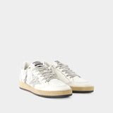 Sneakers Ball Star - Golden Goose - Cuir - Blanc/Argenté