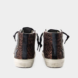 Sneakers Slide Glitter - Golden Goose - cuir - Marron