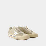 Sneakers V- Star - Golden Goose - Cuir - Taupe/Argenté