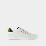 Sneakers Portofino - Dolce & Gabbana - Cuir - Blanc/Doré