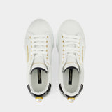 Sneakers Portofino - Dolce & Gabbana - Cuir - Blanc/Doré