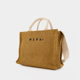 Cabas Small Basket - Marni - Cuir - Tierre De Sienne/Naturel