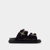 Slides Fussbett en Cuir Noir
