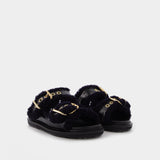 Slides Fussbett en Cuir Noir