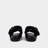 Slides Fussbett en Cuir Noir