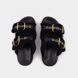 Slides Fussbett en Cuir Noir