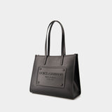 Tote Bag Embossed Plaque - Dolce&Gabbana - Cuir - Noir