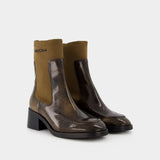Bottines Mallory en Cuir Marron/Toile