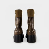 Bottines Mallory en Cuir Marron/Toile
