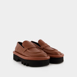 Chaussures Bumper Chunky en Cuir Marron