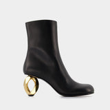 Bottines Chaîne en Cuir Noir