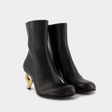 Bottines Chaîne en Cuir Noir