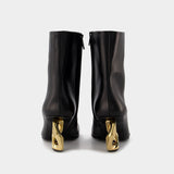 Bottines Chaîne en Cuir Noir