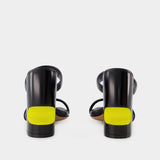 Mules Bulky - Off White - Cuir - Noir/Jaune