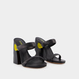Mules Bulky - Off White - Cuir - Noir/Jaune