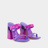 Mules Bulky - Off White - Cuir Verni - Fuschia/Violet