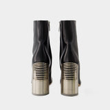Bottines Silver Spring - Off White - Cuir - Noir/Argenté