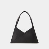 Sac Hobo Accordion Baguette - MM6 Maison Margiela - Cuir - Noir
