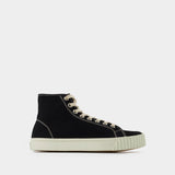 Baskets Tabi High en Cuir Noir et Blanc