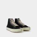 Baskets Tabi High en Cuir Noir et Blanc