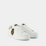 Sneakers Portofino - Dolce & Gabbana - Alligator - Bianco/Oro Scuro