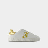 Sneakers La Greca - Versace - Broderie - Blanc/Doré