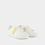 Sneakers La Greca - Versace - Broderie - Blanc/Doré