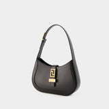 Sac Hobo Small Greca Goddess - Versace - Cuir - Noir