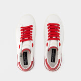Sneakers Portofino - Dolce&Gabbana - Cuir - Blanc/Rouge