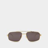 Lunettes de Soleil en Métal Doré/Gris