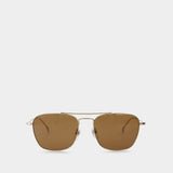 Lunettes De Soleil - Gucci - Métal - Doré/Marron
