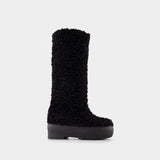 Bottines Tall Eco Shearling Chunky Sole en Poly Noir