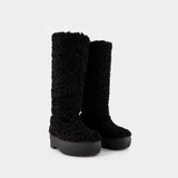 Bottines Tall Eco Shearling Chunky Sole en Poly Noir