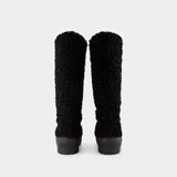 Bottines Tall Eco Shearling Chunky Sole en Poly Noir