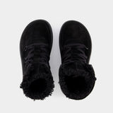 Bottines Chunky Sole à Lacets en Cuir Noir