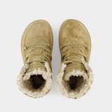 Bottines Chunky Sole à Lacets en Cuir Beige