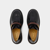 Mocassins Gomma Allacciata Cinturino - Tod's - Cuir - Noir